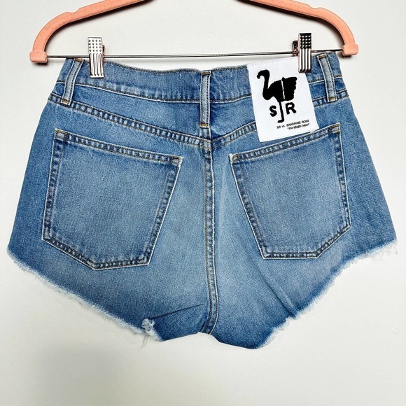 Free People X Sandrine Rose Raw Hem Button Fly Denim Cut Off Shorts White Sz 29 - Picture 4 of 7
